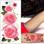 Purple 3D Flower Tattoos Waterproof Luxury Tattoo Rose Lotus Flower Body Art Fashion Stickers For Womens Stevvex