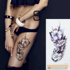 Purple 3D Flower Tattoos Waterproof Luxury Tattoo Rose Lotus Flower Body Art Fashion Stickers For Womens Stevvex