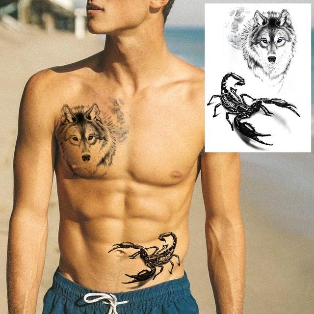 Big Black Tiger Tattoos Waterproof Leopard Tatoos Large Monster Body Arm Legs Tattoo Cool Tiger Face Temporary Tattoos For Women Men Stevvex