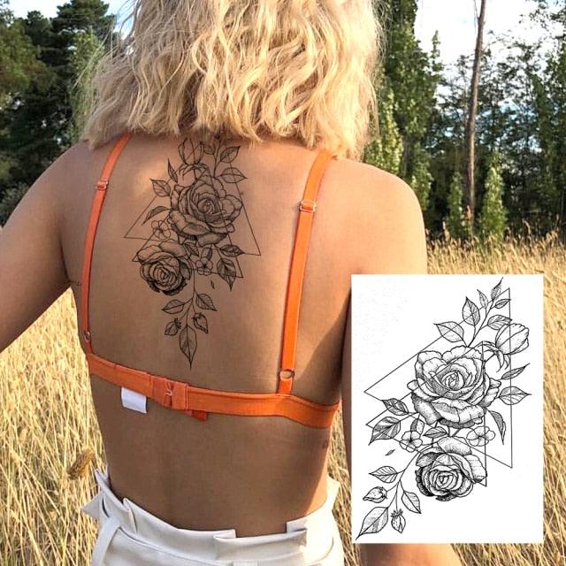 Realistic Tattoos Temporary Womens Flower Sticker Tattoos Waterproof Women Body Art Fake Legs Tattoo Stickers Stevvex