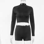 ZipFlex Seamless Black Women's Yoga Set - SJB-DIAMOND ELITES