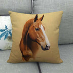 New Animal Pattern Pillow Cover Simple Wind Pillow Set Art Home Decorative Throw Pillow Cover Horse Cotton Linen Cushion for Couch Sofa Bedroom Livingroom Kitchen Car Restoring Ancient Ways Horse Head Decorative Cushion Covers 45x45CM Stevvex