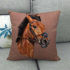 New Animal Pattern Pillow Cover Simple Wind Pillow Set Art Home Decorative Throw Pillow Cover Horse Cotton Linen Cushion for Couch Sofa Bedroom Livingroom Kitchen Car Restoring Ancient Ways Horse Head Decorative Cushion Covers 45x45CM Stevvex