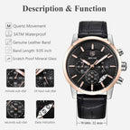 New Luxury Men Watches Chronograph Sports Watches Waterproof Casual Sport Leather Strap Quartz Men's Wrist Watch Stevvex
