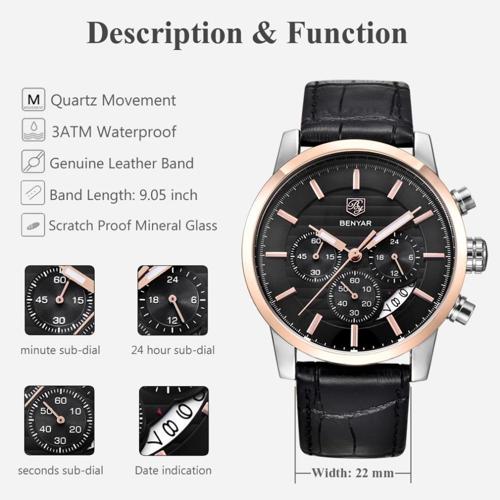 New Luxury Men Watches Chronograph Sports Watches Waterproof Casual Sport Leather Strap Quartz Men's Wrist Watch Stevvex