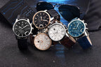 New Luxury Men Watches Chronograph Sports Watches Waterproof Casual Sport Leather Strap Quartz Men's Wrist Watch Stevvex