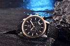 New Luxury Men Watches Chronograph Sports Watches Waterproof Casual Sport Leather Strap Quartz Men's Wrist Watch Stevvex