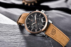 New Luxury Men Watches Chronograph Sports Watches Waterproof Casual Sport Leather Strap Quartz Men's Wrist Watch Stevvex