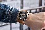 New Luxury Men Watches Chronograph Sports Watches Waterproof Casual Sport Leather Strap Quartz Men's Wrist Watch Stevvex