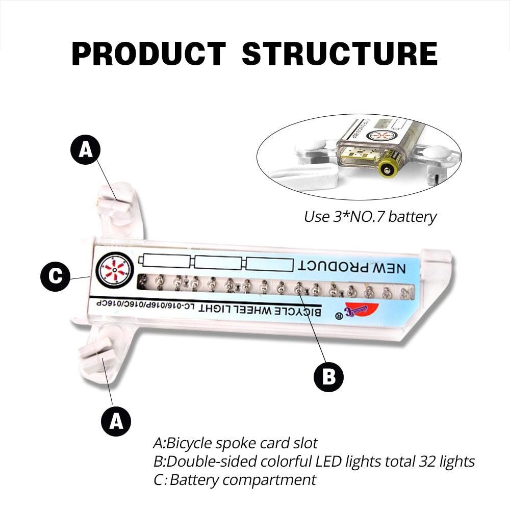 32 Pattern Bike Light Bicycle Wheel Light Double Display Flash 32 RGB LED Light Bicycle Spoke Lamp Night Riding Spoke Light For Men Present Super Bright Auto Off LED Cycling Bicycle Light Stevvex