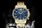 Luxury Men's Gold Business Watches Quartz Analogue Wristwatch Stainless Steel Waterproof Luminous Watch Stevvex