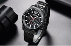 Luxury Men's Gold Business Watches Quartz Analogue Wristwatch Stainless Steel Waterproof Luminous Watch Stevvex