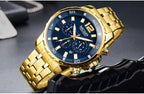 Luxury Men's Gold Business Watches Quartz Analogue Wristwatch Stainless Steel Waterproof Luminous Watch Stevvex