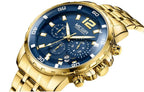 Luxury Men's Gold Business Watches Quartz Analogue Wristwatch Stainless Steel Waterproof Luminous Watch Stevvex