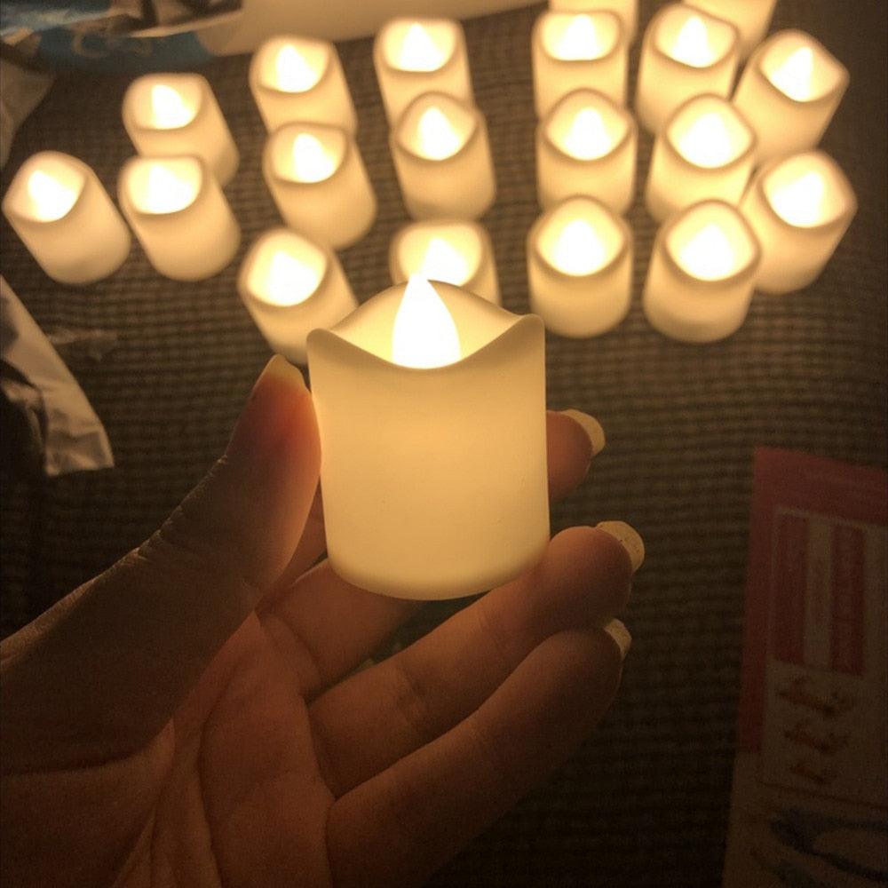 12/24Pcs Creative LED Candle Flameless LED Tea Lights with Remote Battery Operated Flickering Tea lights Candles with Timer Tea Lights Realistic Fake Candles Battery Powered Flameless Tea Light Lamp For Home Wedding Party Decoration Supplies Stevvex