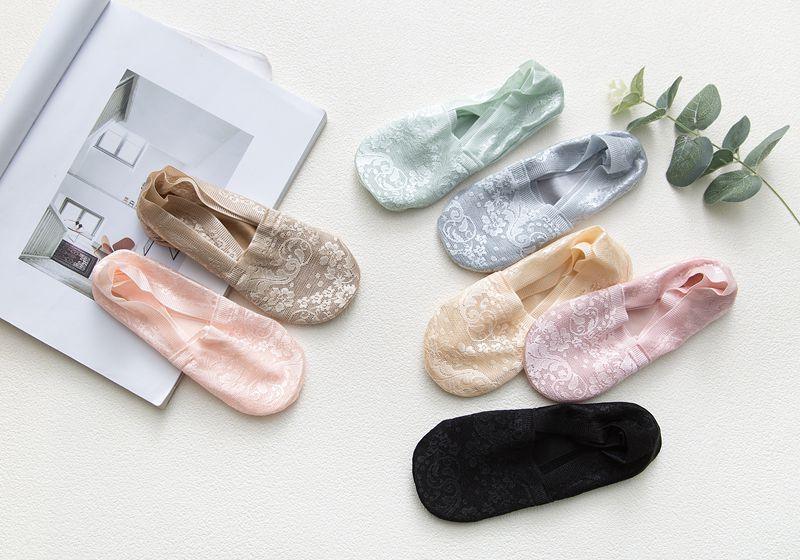 5 Pairs Fashion Women Girls Summer Socks 7 Color Style Lace Flower Short Sock Antiskid Invisible Ankle Socks For Women Stevvex