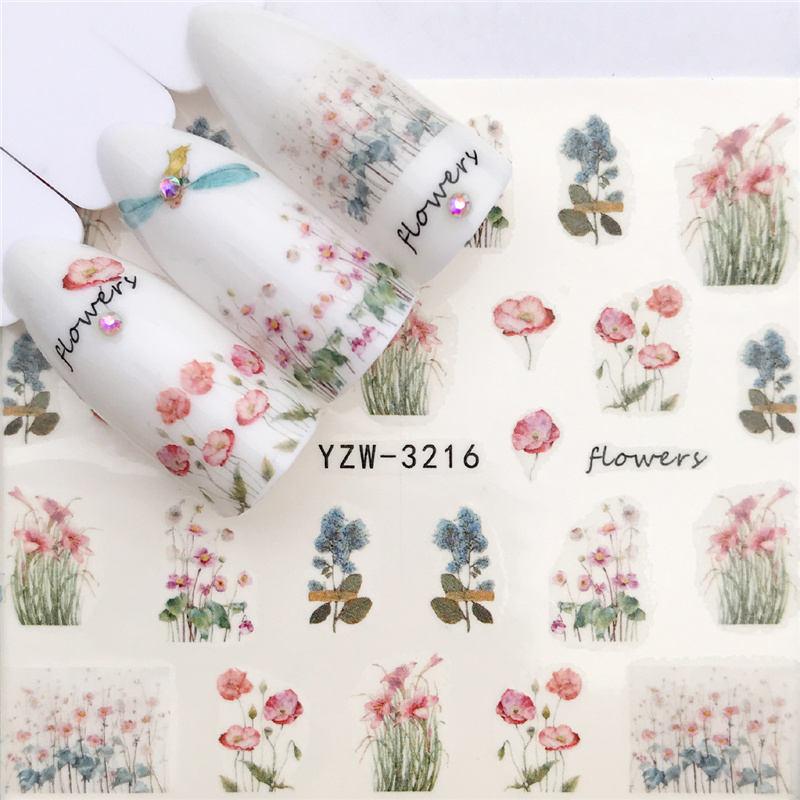Flower Animal Designs Water Transfer Sticker Nail Art Decals Fashion Wraps Tips Manicure Tools Nail Watermark Decals iridescent Decoration Nail Self-Adhesive Decals Nail Stickers Water Transfer Fresh Nail Decals for Nail Art Stevvex