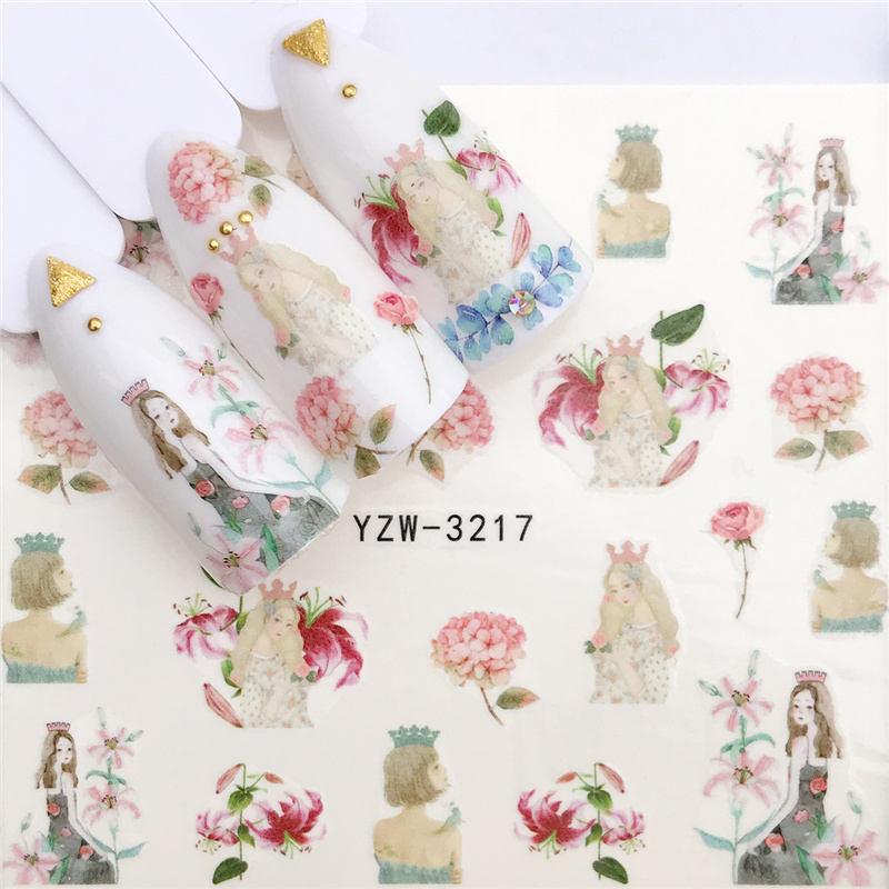 Flower Animal Designs Water Transfer Sticker Nail Art Decals Fashion Wraps Tips Manicure Tools Nail Watermark Decals iridescent Decoration Nail Self-Adhesive Decals Nail Stickers Water Transfer Fresh Nail Decals for Nail Art Stevvex