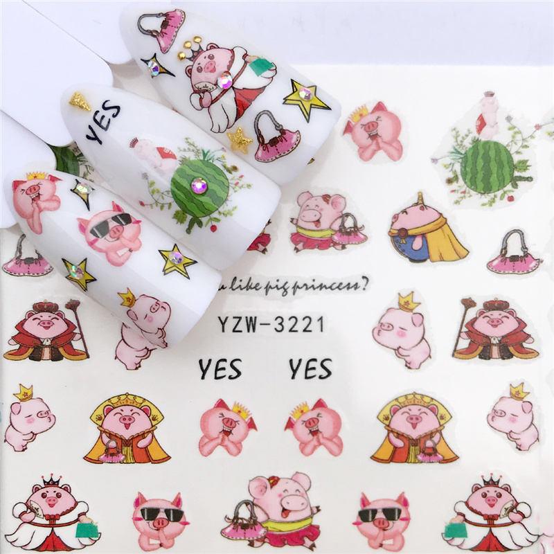 Flower Animal Designs Water Transfer Sticker Nail Art Decals Fashion Wraps Tips Manicure Tools Nail Watermark Decals iridescent Decoration Nail Self-Adhesive Decals Nail Stickers Water Transfer Fresh Nail Decals for Nail Art Stevvex