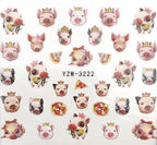 Flower Animal Designs Water Transfer Sticker Nail Art Decals Fashion Wraps Tips Manicure Tools Nail Watermark Decals iridescent Decoration Nail Self-Adhesive Decals Nail Stickers Water Transfer Fresh Nail Decals for Nail Art Stevvex
