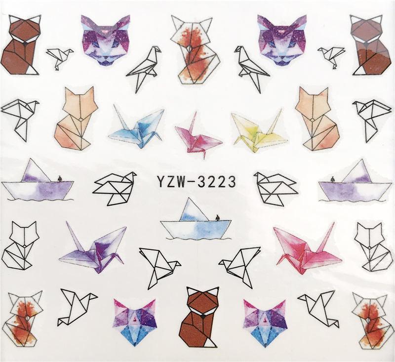 Flower Animal Designs Water Transfer Sticker Nail Art Decals Fashion Wraps Tips Manicure Tools Nail Watermark Decals iridescent Decoration Nail Self-Adhesive Decals Nail Stickers Water Transfer Fresh Nail Decals for Nail Art Stevvex