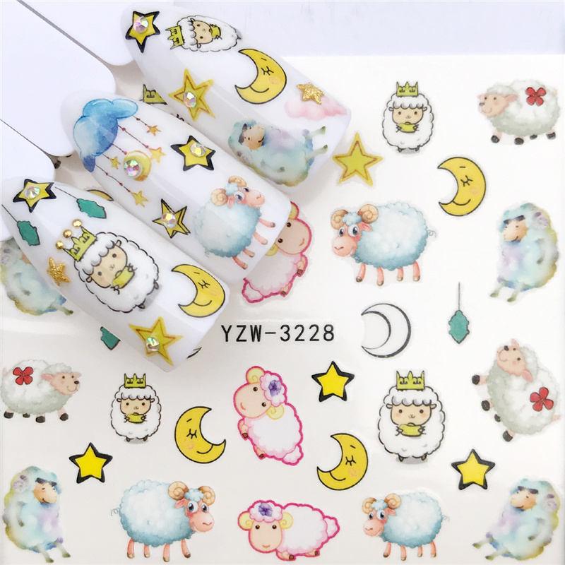 Flower Animal Designs Water Transfer Sticker Nail Art Decals Fashion Wraps Tips Manicure Tools Nail Watermark Decals iridescent Decoration Nail Self-Adhesive Decals Nail Stickers Water Transfer Fresh Nail Decals for Nail Art Stevvex