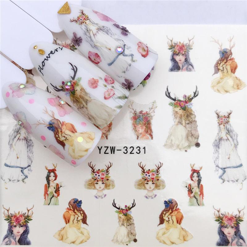 Flower Animal Designs Water Transfer Sticker Nail Art Decals Fashion Wraps Tips Manicure Tools Nail Watermark Decals iridescent Decoration Nail Self-Adhesive Decals Nail Stickers Water Transfer Fresh Nail Decals for Nail Art Stevvex