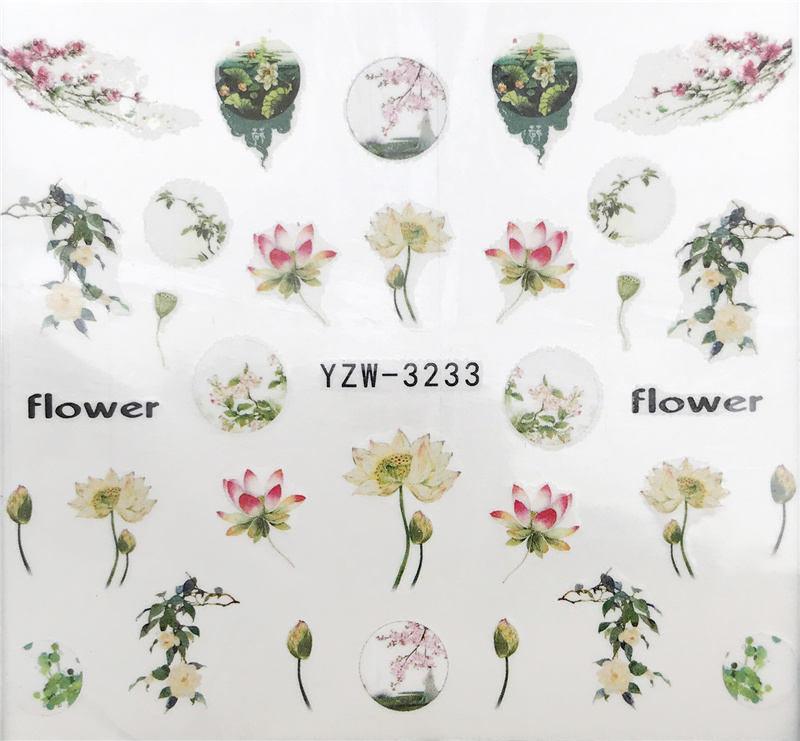 Flower Animal Designs Water Transfer Sticker Nail Art Decals Fashion Wraps Tips Manicure Tools Nail Watermark Decals iridescent Decoration Nail Self-Adhesive Decals Nail Stickers Water Transfer Fresh Nail Decals for Nail Art Stevvex