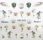 Flower Animal Designs Water Transfer Sticker Nail Art Decals Fashion Wraps Tips Manicure Tools Nail Watermark Decals iridescent Decoration Nail Self-Adhesive Decals Nail Stickers Water Transfer Fresh Nail Decals for Nail Art Stevvex