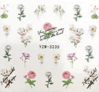 Flower Animal Designs Water Transfer Sticker Nail Art Decals Fashion Wraps Tips Manicure Tools Nail Watermark Decals iridescent Decoration Nail Self-Adhesive Decals Nail Stickers Water Transfer Fresh Nail Decals for Nail Art Stevvex