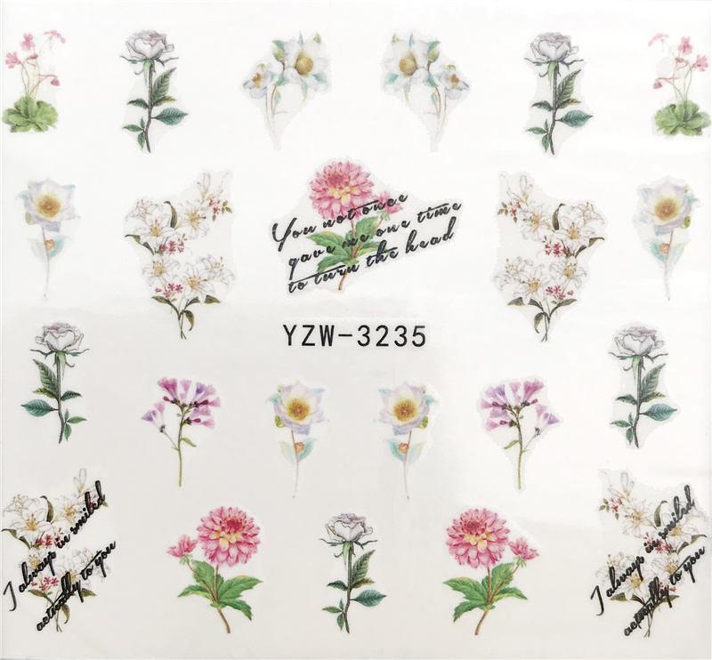 Flower Animal Designs Water Transfer Sticker Nail Art Decals Fashion Wraps Tips Manicure Tools Nail Watermark Decals iridescent Decoration Nail Self-Adhesive Decals Nail Stickers Water Transfer Fresh Nail Decals for Nail Art Stevvex