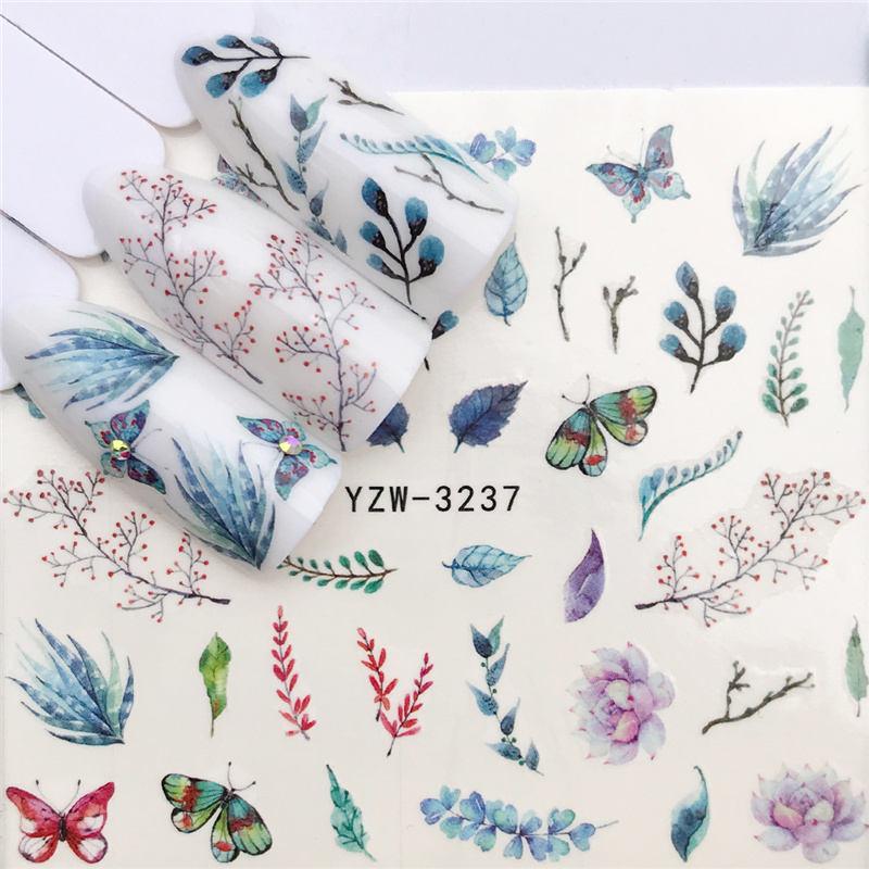 Flower Animal Designs Water Transfer Sticker Nail Art Decals Fashion Wraps Tips Manicure Tools Nail Watermark Decals iridescent Decoration Nail Self-Adhesive Decals Nail Stickers Water Transfer Fresh Nail Decals for Nail Art Stevvex