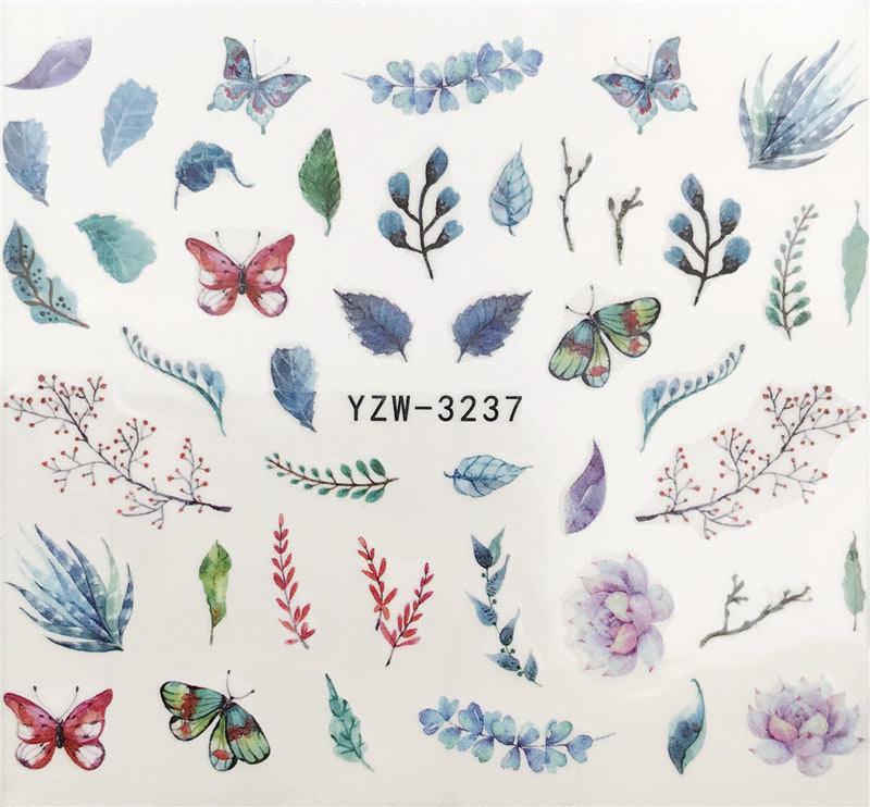 Flower Animal Designs Water Transfer Sticker Nail Art Decals Fashion Wraps Tips Manicure Tools Nail Watermark Decals iridescent Decoration Nail Self-Adhesive Decals Nail Stickers Water Transfer Fresh Nail Decals for Nail Art Stevvex
