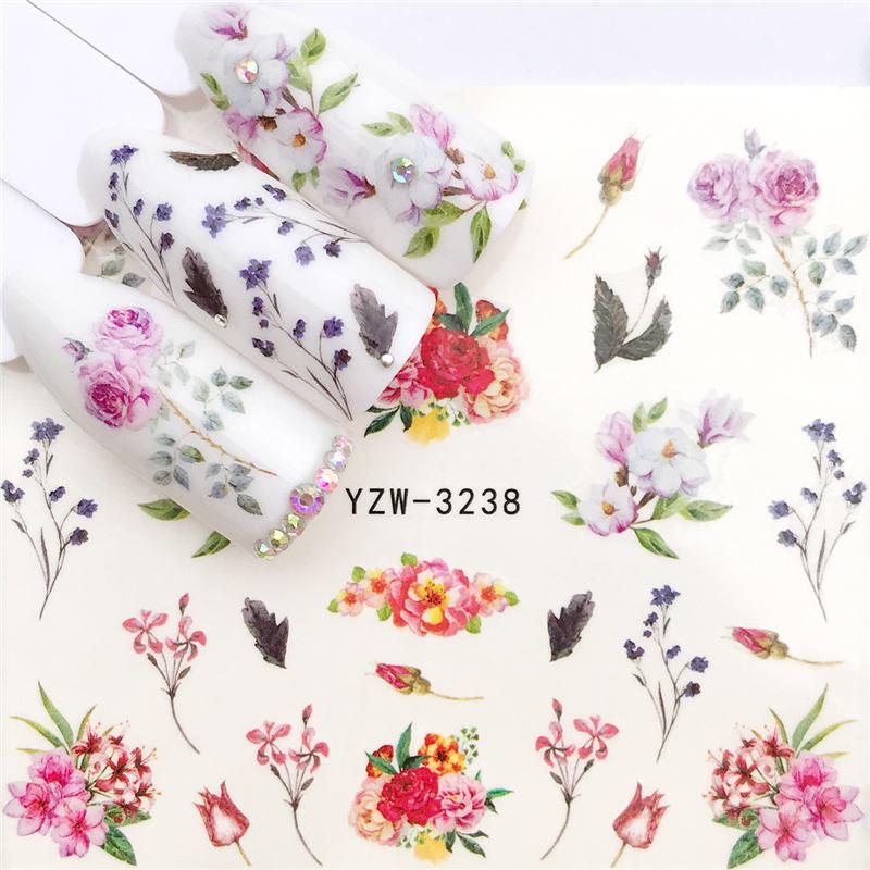 Flower Animal Designs Water Transfer Sticker Nail Art Decals Fashion Wraps Tips Manicure Tools Nail Watermark Decals iridescent Decoration Nail Self-Adhesive Decals Nail Stickers Water Transfer Fresh Nail Decals for Nail Art Stevvex