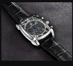 Classic Rectangle Waterproof Case Vintage Design Luxury Watches Leather Strap Business Casual Analog Wrist Watch For Men Stevvex