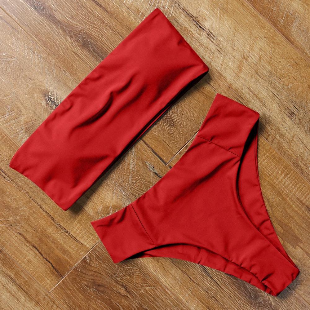 Top Swimsuit Push Up Bikini Set Women's Crop Top High Waist Swimsuit Sport High Cut Bikini Set Two Piece Bathing Suits High Waist Solid Bathing Suit Summer Swimwear Women Beachwear Stevvex