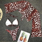 New Bikini Bikini Swimsuit For Women 3 Pieces Set Knot Front Off Shoulder Cover Up with Halter Bikini Sets Bathing Suit Women Swimwear Female Swimsuit Three-pieces Bikini set Halter Bather Bathing Suit Swim Beach Lady Stevvex