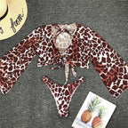 New Bikini Bikini Swimsuit For Women 3 Pieces Set Knot Front Off Shoulder Cover Up with Halter Bikini Sets Bathing Suit Women Swimwear Female Swimsuit Three-pieces Bikini set Halter Bather Bathing Suit Swim Beach Lady Stevvex