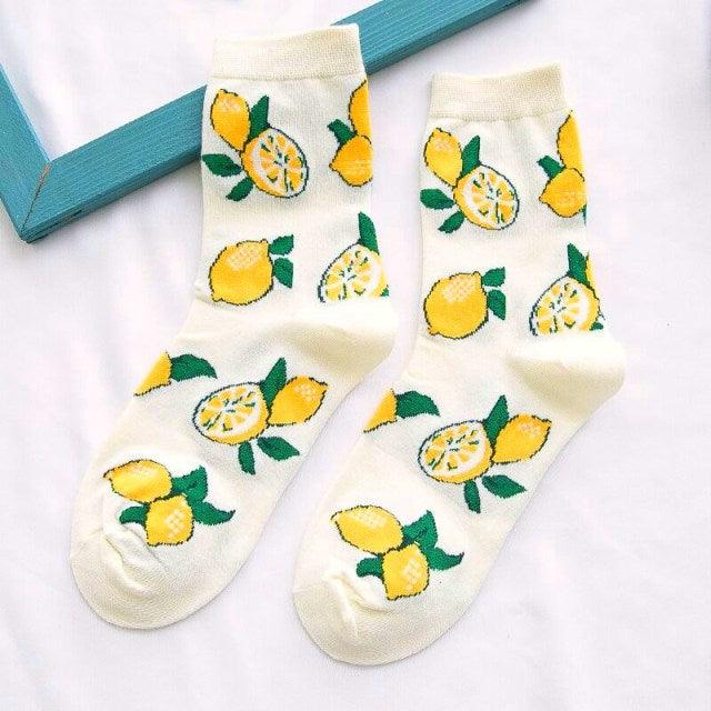 Women Funny Socks Spring Autumn Cartoon Socks Avocado Lemon Watermelon Peach Strawberry Banana Casual Socks Combed Out Of Cotton Soft Socks For Men And Women Stevvex