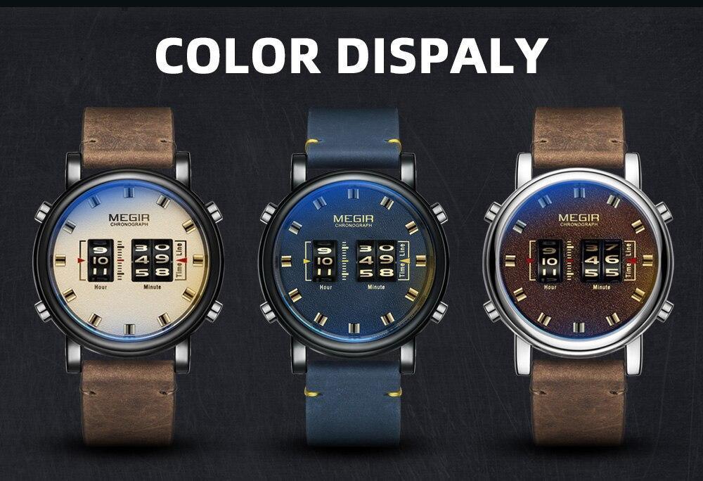 New Military Sport Watches Luxury Brown Leather Strap Quartz Wrist Watch Stylish Roller Watch For Men Stevvex