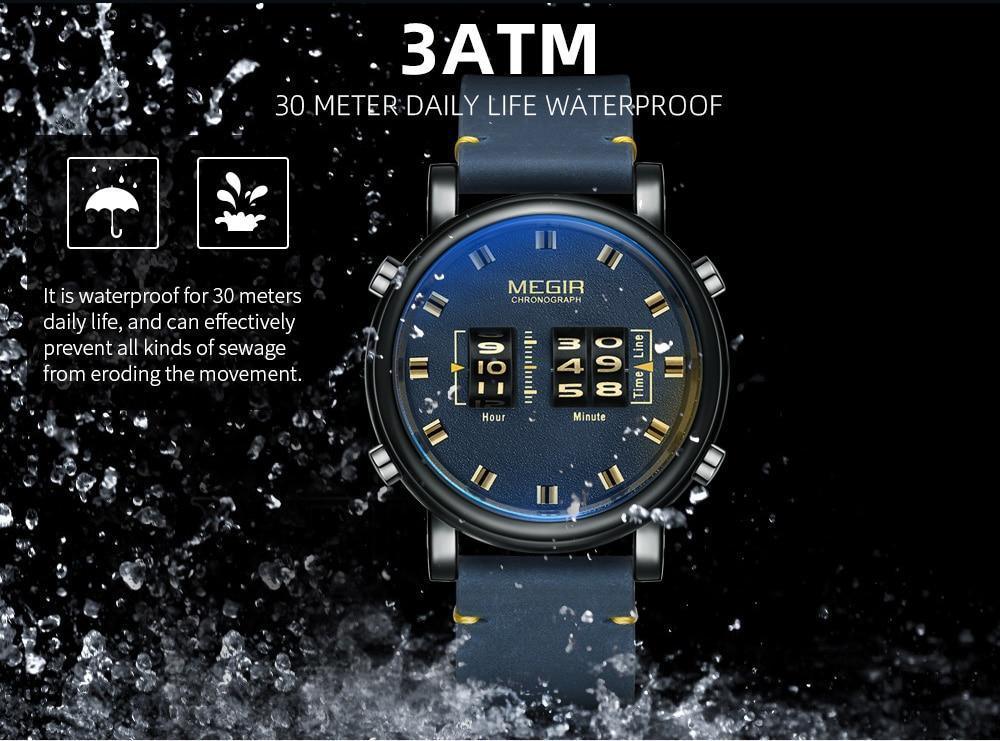 New Military Sport Watches Luxury Brown Leather Strap Quartz Wrist Watch Stylish Roller Watch For Men Stevvex