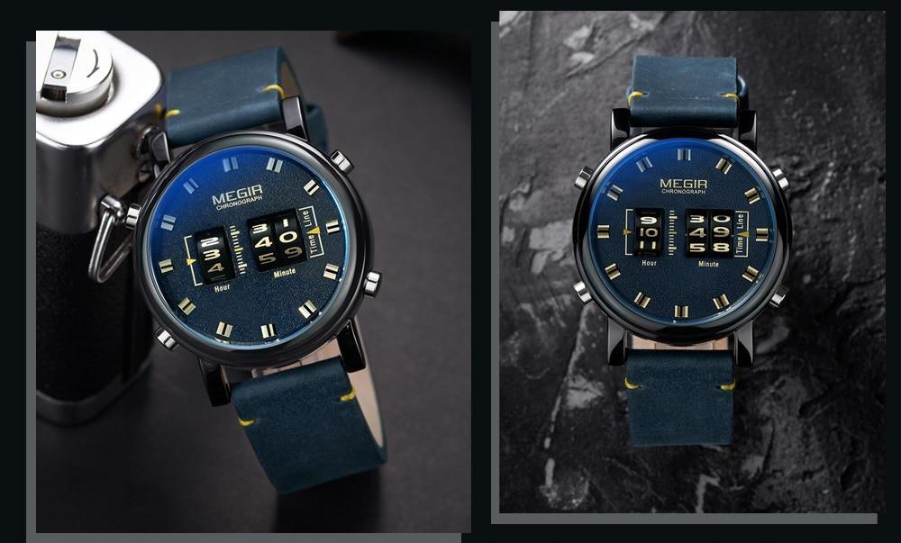 New Military Sport Watches Luxury Brown Leather Strap Quartz Wrist Watch Stylish Roller Watch For Men Stevvex