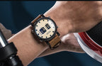 New Military Sport Watches Luxury Brown Leather Strap Quartz Wrist Watch Stylish Roller Watch For Men Stevvex