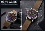 New Military Sport Watches Luxury Brown Leather Strap Quartz Wrist Watch Stylish Roller Watch For Men Stevvex