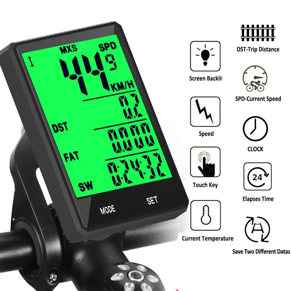 Waterproof Bicycle Computer Wireless And Wired Bike Cycling Odometer Stopwatch Speedometer Bicycle Speedometer With LCD Display 20 Functions And Automatic Wake-up Stevvex