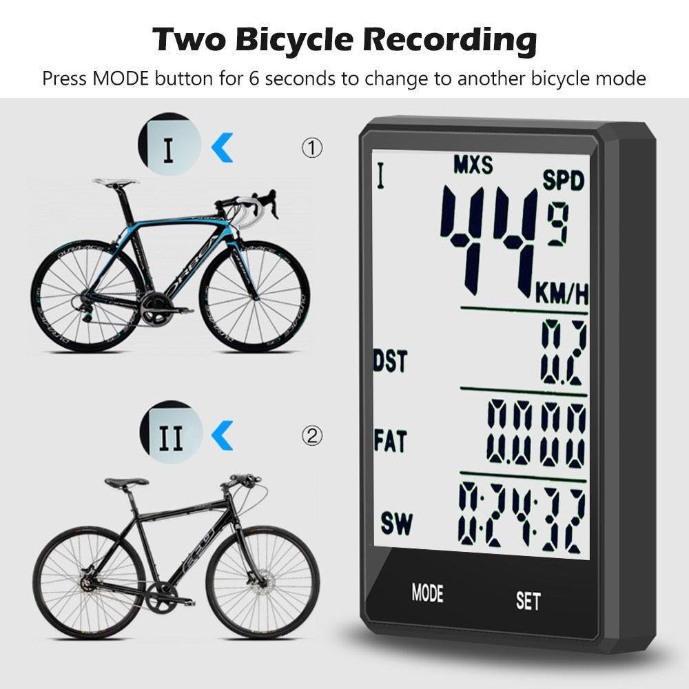 Waterproof Bicycle Computer Wireless And Wired Bike Cycling Odometer Stopwatch Speedometer Bicycle Speedometer With LCD Display 20 Functions And Automatic Wake-up Stevvex