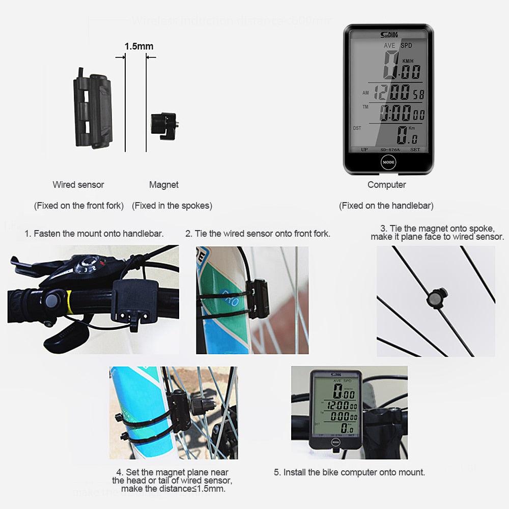 Wireless Bike Computer Wired Cycling Bike Speedometer Odometer Stopwatch Waterproof Bicycle Waterproof Speedometer With Digital LCD Display For Outdoor Cycling And Fitness Multi-Function Gifts For Bikers Stevvex