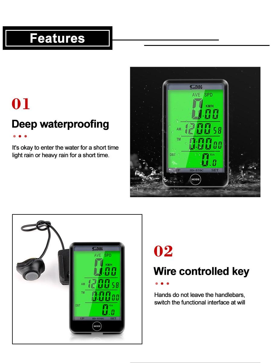 Wireless Bike Computer Wired Cycling Bike Speedometer Odometer Stopwatch Waterproof Bicycle Waterproof Speedometer With Digital LCD Display For Outdoor Cycling And Fitness Multi-Function Gifts For Bikers Stevvex