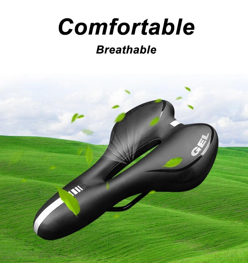 Breathable Silicone Cushion Seat PU Leather Surface Silica Filled Gel Comfortable Shockproof Bicycle Saddle Padded Professional Waterproof Road Bike Saddle For Men Stevvex