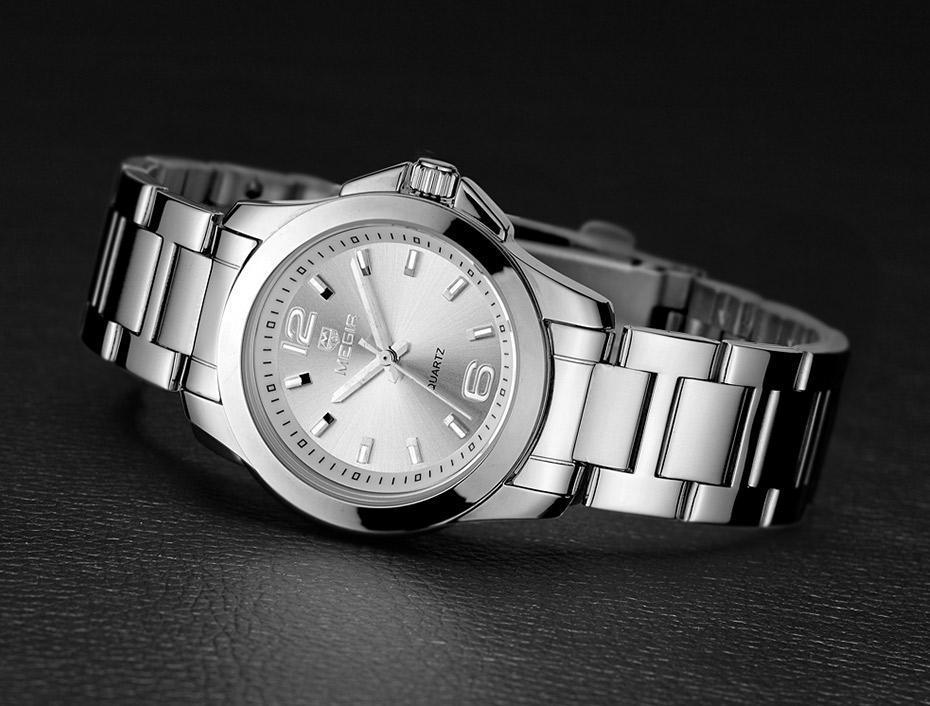 Classic Analogue Black Silver Women Watch Waterproof Elegant Quartz Wrist Watches Stainless Steel For Womens Stevvex